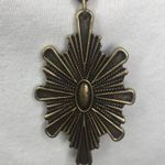 Lucky Brand Leather Star Sun Burst Necklace 28" long Semi precious Stone Photo 3