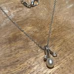Pearl & CZ Silver Tone Necklace Photo 2