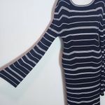 J.Crew  Black Stripe Ribbed Knit Sweater Bodycon Midi Dress Size Medium Photo 4