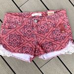No Boundaries Shorts Bandana Vintage Red Paisley Womens 11 New Crochet Lace Photo 8