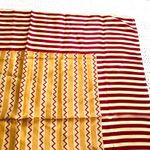 Calvin Klein  Red Tan Beige Vintage Silk Japan Multi Square Stripe Scarf With Tag Photo 5