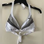 Nike  Swim Bikini Bra Top Women’s Medium Striped Grey White Multicolored Tie Back Photo 0