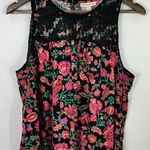 Knox Rose  Tank Top L Black Boho Floral Lace Festival Hippie Eclectic Flowy Photo 0