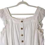Emerson Fry India Collection White Laurent Flutter Sleeve Top Large Lined Button Tan Photo 2