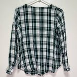 G.H. Bass & Co. Green Plaid Button Down Scoop Neck Long Sleeved Top White Photo 4