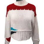 ZARA Pink Red Wool Turtleneck Oversized Colorblock Pullover Sweater Top Size M Photo 0