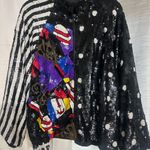 Vintage 100% Silk Sequin Polka Dot and Abstract Bomber Jacket Black Size L Photo 0