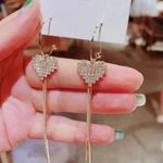 Love Heart Long Tassel Dangle Drop Earrings for Women Gold Photo 1