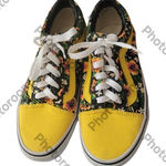 Vans  Women’s Floral Patterned Sneakers with YellowAccents Size 7 Photo 0