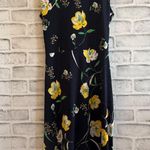 Kaileigh Women’s navy blue floral sleeveless deep v-neck dress size Large Photo 1