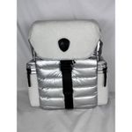 Pajar Silver Puffer Backpack Faux Fur Trimmed Accents Stylish Travel Bag Photo 4