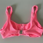 Ribbed Crop Bikini Top Swimsuit with Front Tie Hot Pink / Size XS Photo 3