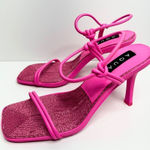 AQUA Sandals Womens Size 8 Square Toe Pink Raffia Detail Slip On Heel NEW Photo 0