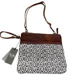NEW Myra Bag Mix N Match Canvas & Leather Small Crossbody Clutch Purse Bag White Photo 1