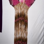Boho Tie Dye Pink and Brown Maxi Dress V Cut Flowy Size M Photo 6