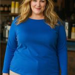 Croft & Barrow The Classic Tee Women's LS crewneck top Royal Blue size L Photo 0