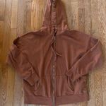 rust brown zip up jacket hoodie Photo 0