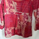 DKNY  top women’s size medium sheer pink floral long sleeve blouse VTG Y2K Photo 5