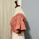 Windsor Women Coral Peasant Lace-Up Off the Shoulder Cottagecore Cropped Top L Photo 6