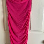 Women's Off The Shoulder Dresses Ruched Fitted Midi Bodycon Dress size large Pink Photo 3
