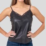 Bishop and Young NWT Babydoll Vegan Leather & Lace Trim Cami Tank Sz. XS Biker Luxe Photo 0
