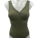 Abercrombie & Fitch Womens Green Rib Knit Sleeveless V-neck Bodysuit Tank Top XS Photo 0
