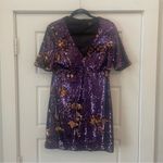 Bardot Two Tone Sequin Mini Dress in Purple and Gold Size 6 Small Photo 2
