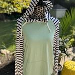 Orvis Hoodie Women's Medium Green Blue Sweatshirt Striped Outdoors Casual Layer Photo 0