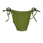 J.Crew  Wide-Rib Curved-Waist Cheeky String Bikini Bottom With Rings in Green M Photo 2