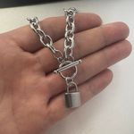 Lock Pendant Necklace for Men Women Streetwear Punk Hip Hop Unisex Style Silver Photo 3