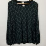 Soma Soft Jersey Peasant Sleeve Quiet Geo Black Top Size XS Photo 0