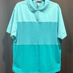 90’s Vintage BLAST Women's Aqua Teal Partial Zip Up Polo Shirt Retro Size XL Blue Photo 0
