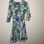 Talbots NWOT Sz 8 Floral Cotton Shirt Dress A Line Ruffled Blue Green Yellow Photo 5