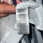 Beach Lunch Lounge Shirt Women Small Gray White Striped Hi Lo Fringe Hem Blouse Photo 8