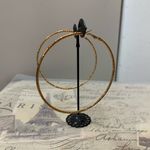 Goldtone Shimmer Hoop Earrings Gold Photo 2