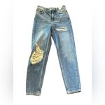 Topshop Women's Mom Jeans Size 2 Blue High-Waisted Distressed Denim W25 L30 Photo 9