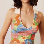 ZARA  womens size S halter floral Smocked cropped top orange blogger fav Photo 0