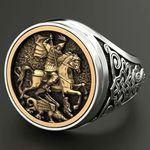 &merci Men’s Stainless Steel Roman Soldier vs Dragon Ring Intricate Detailing Size 13 Photo 0