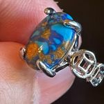 Mixed 3 color gemstone S925 silver ring size 6 Photo 6