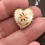 Vintage Copper Heart Floral Screwback Earrings Handcrafted Orange Photo 2