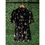 Free People  Women Size 2 Black Be My Baby Velvet Mini Dress Mock Neck Photo 2