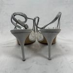Nine West  Slingback Heels Rhinestone Pointed Toe Stiletto Silver‎ 10.5M Photo 4