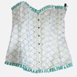 Adore Me Blue Satin Trimmed Lace Corset New Size Medium Photo 0