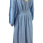 J.Crew New V-neck Midi Dress Soft Gauze Lake Blue BP861 Ballon Sleeve Small Photo 3