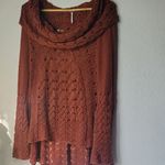 Free People  Brown Cowl Neck Sweater with Cable Knit Design Size S Photo 1