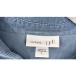J Jill Womens Top Button Up Long Sleeve Corduroy Country Cottage Blue Size Large Photo 2