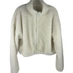 Aerie OFFLINE by Women's Large White Fleece Zip-Up Teddy Jacket Cropped Photo 0