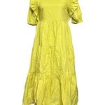 English Factory Puff Short Sleeve Midi Dress Square Neck Ruffle Smocked Detail S Photo 7