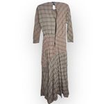 ZARA  ZW Collection plaid check Linen Blend LS midi dress bloggers favorite LS S Photo 5