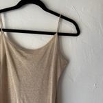 Y2k Gold Shimmer Tank Top Small Metallic Spaghetti Strap Lightweight Party Cami Photo 1